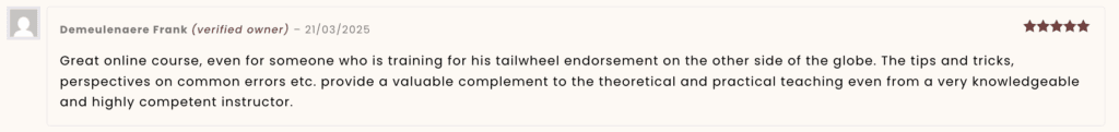 5 star review online tailwheel course